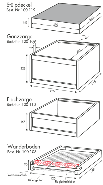 Magazin-Imkerbeute Zander, falzlos und kompatibel Schema